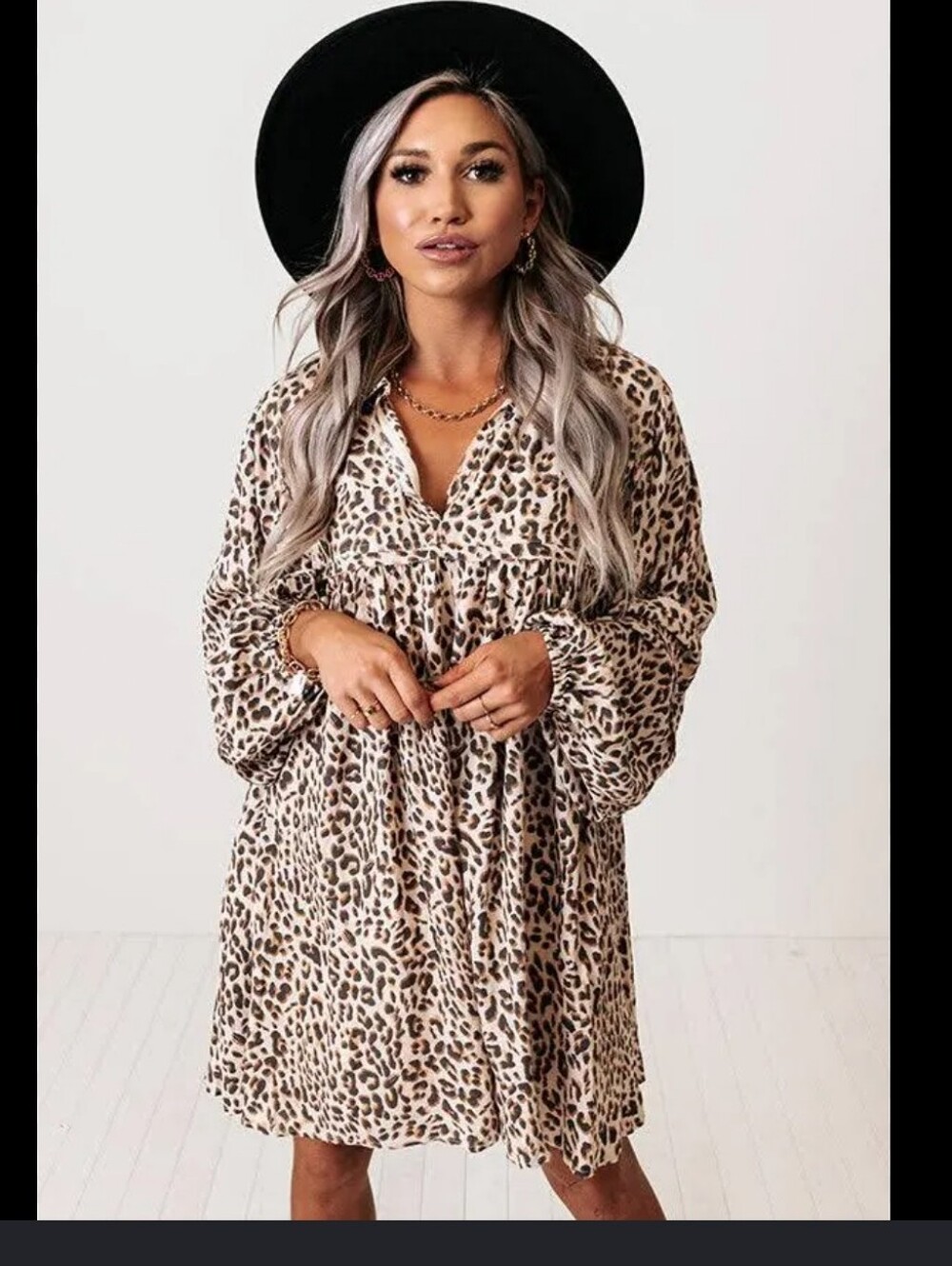 Meritt Leopard Mini Babydoll Shirt Dress